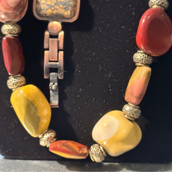 ladies Versales watch & necklace antique, natural polished rocks inlay in copper - Picture 9 of 14